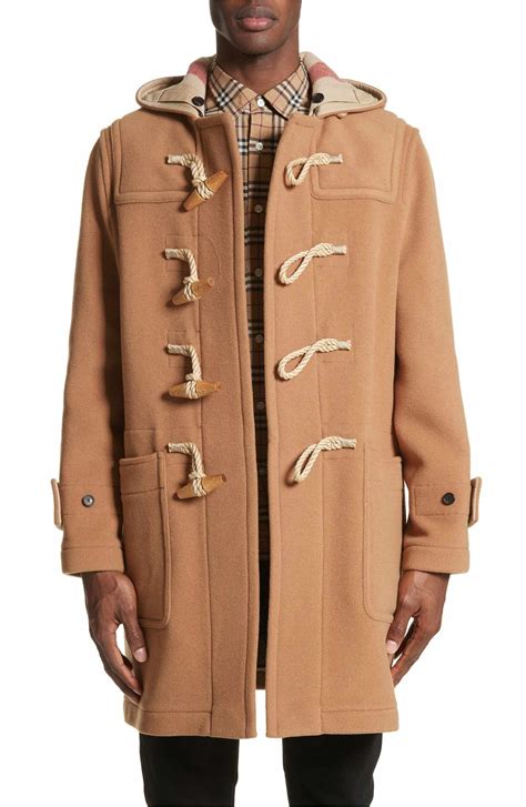 burberry hooded duffle coat mens|burberry camel wool coat men's.